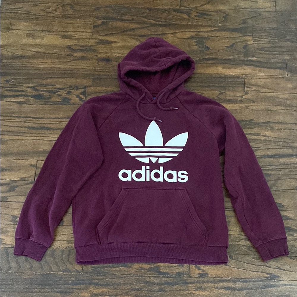 Adidas Maroon Hoodie with White Logo